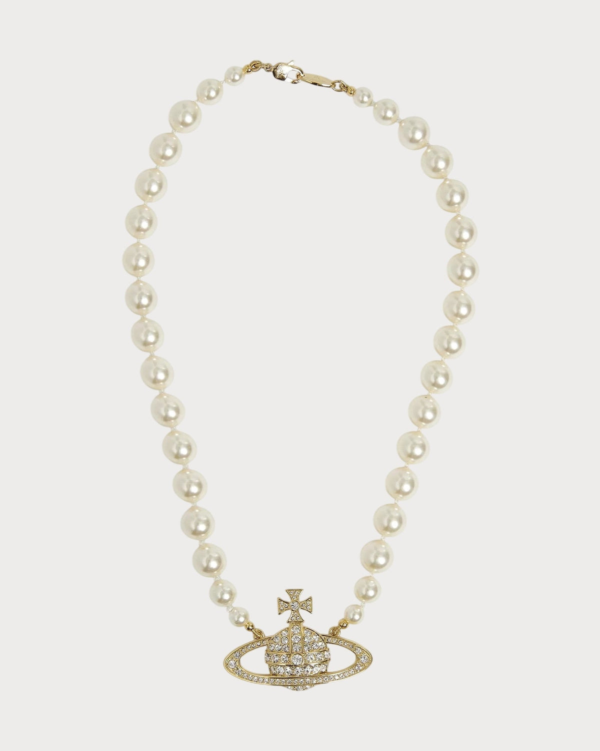 VIVIENNE WESTWOOD Bas Relief Silver-Tone Brass, Pearl and Swarovski Crystal Necklace(2 Colors)